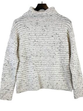 Madewell (S) Donegal Belmont Mockneck Knit Sweater Gray Cream